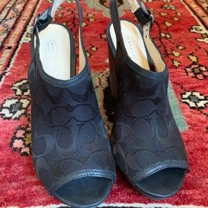 Coach Black Wedge Sandals, Janet
